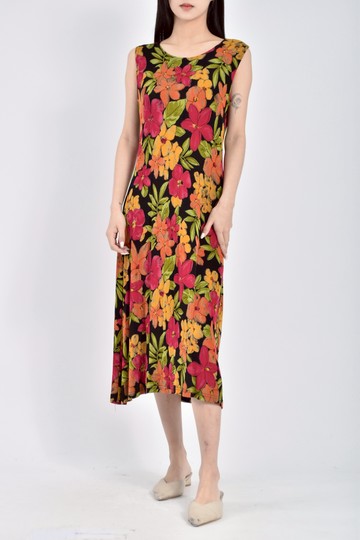 (M) mixik印花無袖黑色洋裝