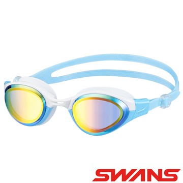 【SWANS 日本】玩酷戶外日本鍍膜泳鏡(SLG-100M柑海藍/防霧泳鏡/抗UV)