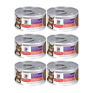 【Hills 希爾思】成貓 敏感胃腸與皮膚鮭魚佐蔬菜主食罐 2.9oz 82gX6罐/盒 (608608)