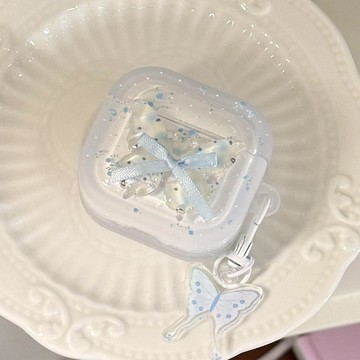 唯美碎花蝴蝶適用AirPods4保護套3代掛件1/2蘋果藍牙耳機軟殼pro2