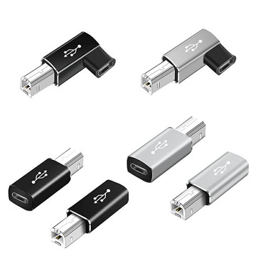 【易控王】Type-C母轉Type-B公 轉接頭 彎頭 黑銀二色 電子樂器/電鋼琴連接手機 (40-758-01)