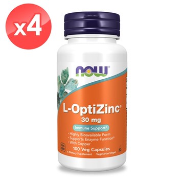 【NOW】專利螯合鋅+銅膠囊4瓶組(100顆/瓶)