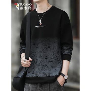 啄木鳥長袖t恤男士春秋季2025新款潮牌衛衣帥氣上衣服男裝打底衫