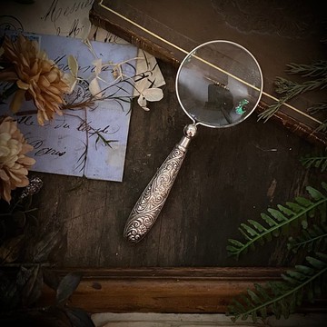 1911年英國伯明翰純銀柄× Art Nouveau 風格放大鏡