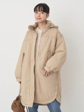 2WAY連帽可拆中長版厚鋪棉大衣外套(1L37L0Z0200) - earth music&ecology