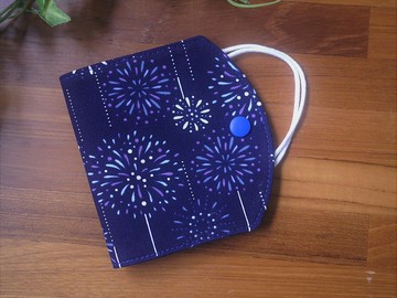 訂製款=口罩暫存套/口罩收納套=台灣布料=煙花=藍(共2色)