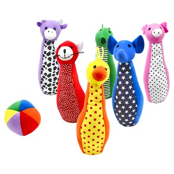 Ed.Inter 動物保齡球玩具套裝 可鍛鍊孩童體能及專注力 適合收藏送禮的可愛動物造型  1組  黃色 + 藍色 + 綠色 + 紫色 + 粉色 + 紅色