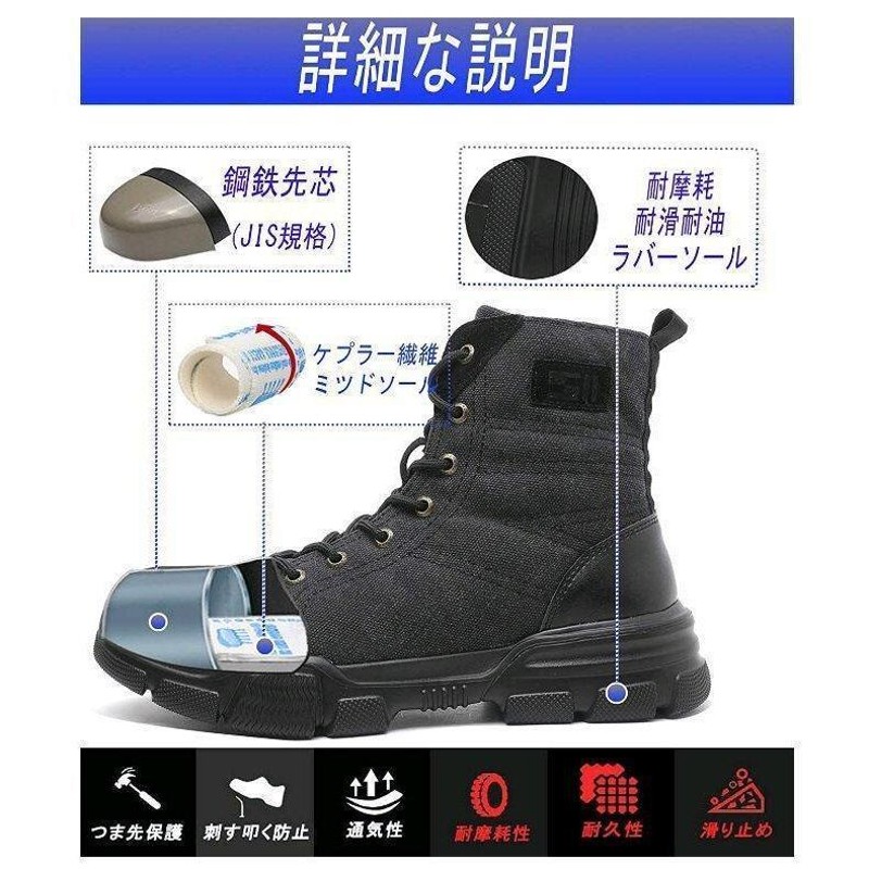 安全靴 作業靴 つま先靴底防護鋼片付き 軽量 絶縁 耐油性 刺す叩く防止 - 3