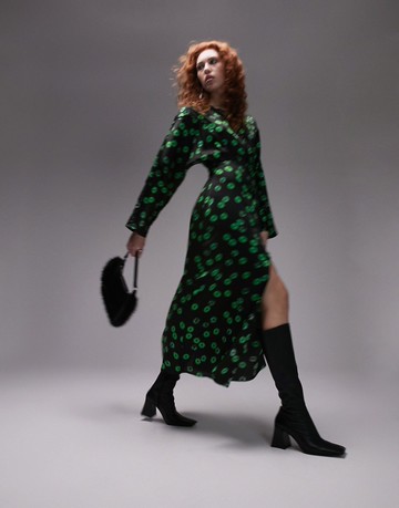 Topshop zip through printed floral shirt dress in multi