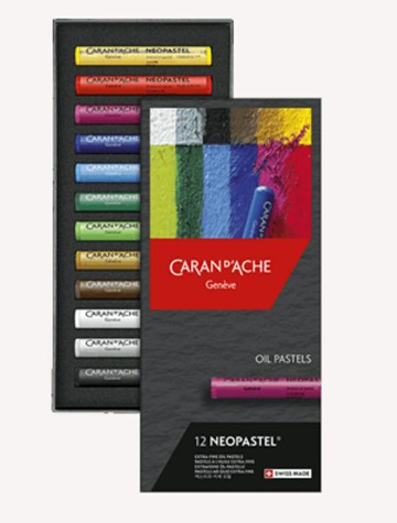 瑞士 CARAN D'ACHE 卡達 NEOPASTEL 專家級油性粉彩 12色7400.312【APP滿額下單10%點數(單一帳號最高5000點)】1/31止