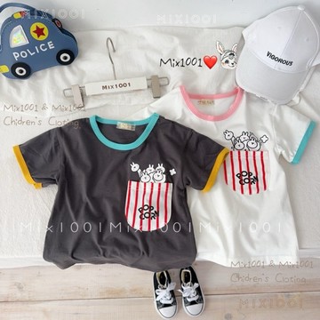 🌈✨mix1001小兔爆米花🍿️口袋造型上衣✨兒童配色領＆造型毛線上衣 5-17