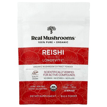 Real Mushrooms, 靈芝，有機蘑菇浸膏粉，1.59 盎司（45 克）