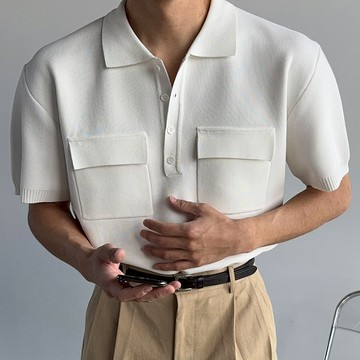 【Metanoia】韓國設計 口袋針織短袖上衣