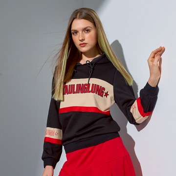 CLL巧玲瓏 基本款品牌字母撞色帽T 1473015