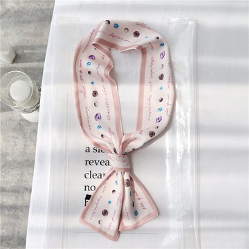 ins新款雙面百搭小絲巾女細長春夏裝飾小領巾綁包包發帶職業圍巾1入