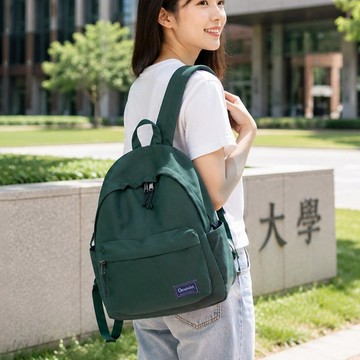 日系街頭休閒尼龍筆電後背包6102(軍綠)