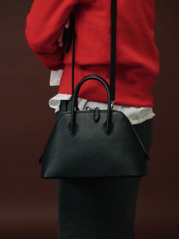 Vetiver Premium Leather Mini Tote Bag [Black]