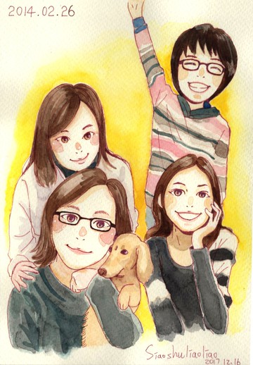 客製/似顏繪插畫/四人(半身)/A5