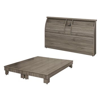 【顛覆設計】二件組 樹願插座床頭箱+加高床底(雙人5尺)梧桐色