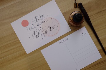 cottontail // Tell the moon your thoughts // 西洋書法明信片