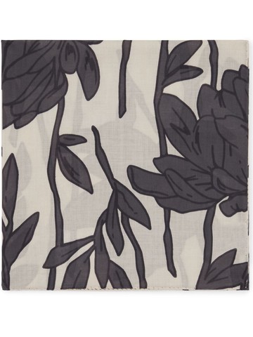 Brunello Cucinelli - leaf-print cotton scarf - women - Cotton - One Size - Neutrals