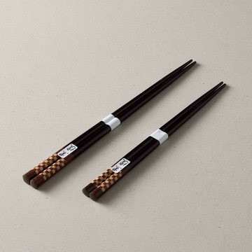【有種創意】 - 日本川上-寄木黑檀木筷對筷組 - 兩件組