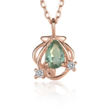 Jpqueen 綠水滴人魚水鑽公主鎖骨項鍊(玫瑰金色)