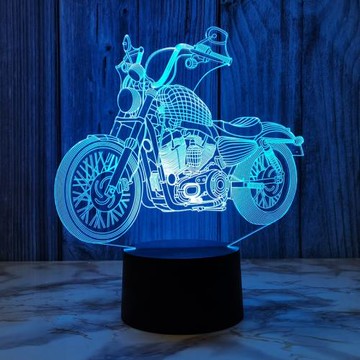 創意摩托車小夜燈七彩氛圍臥室床頭燈usb插電電競房桌面裝飾臺燈
