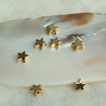 Tl- (50pcs/份)- 14k包金光面五角星隔珠 diy手工飾品配件 金色項鍊手鍊隔片材料