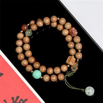 【巴黎精品】現貨+預購 天然檀木佛珠紫檀手珠手鍊沉香木手串雕刻手鐲轉運除穢淨化開運-雙圈男女飾品a1ki33