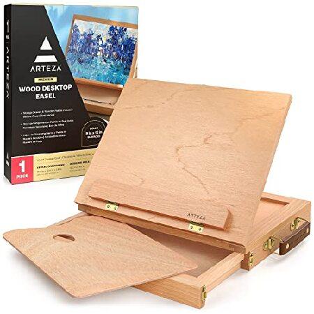 ARTEZA Wooden Desktop Easel with Drawer and Palette, Ideal for Portable Sketching, Drawing, and Painting with a Variety of Mediums