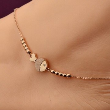 現貨+預購 玫瑰金腳鍊 鑲鑽銀飾-精選可愛磨砂小魚母親節生日情人節禮物女飾品71ak8【獨家進口】【米蘭精品】