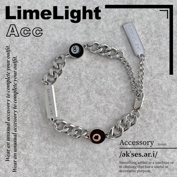☆LimeLight☆ 鐵牌 / 8號球 八號球 黑桃 / 古巴 古巴手鍊 8 BALL 撞球 飾品 鈦鋼 手鍊 27