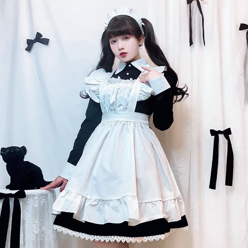 即納 高品質 メイド服 ワンピース 長袖 コスプレ ロリータ クラシカル メイドカフェ エプロン 豪華セット 通販 LINEポイント最大0.5%GET  | LINEショッピング