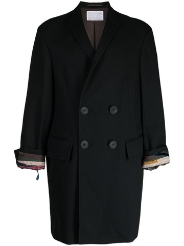 Kolor - contrast-cuff double-breasted coat - men - Polyester - 1 - Blue