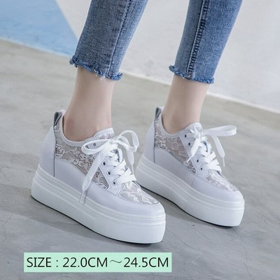 スニーカー 厚底 ヒールスニーカー レディース ローカット ラバーソール インヒール シューズ レースアップ 厚底靴 通販 Lineポイント最大get Lineショッピング