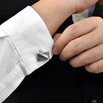 袖扣 全銀線條長方形【NCD29】