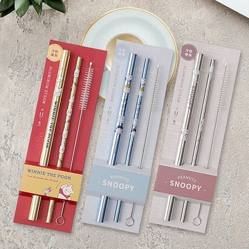 PEANUTS 史努比／迪士尼鋁吸管組(小熊維尼)1組入 款式可選【小三美日】 DS025773 環保杯