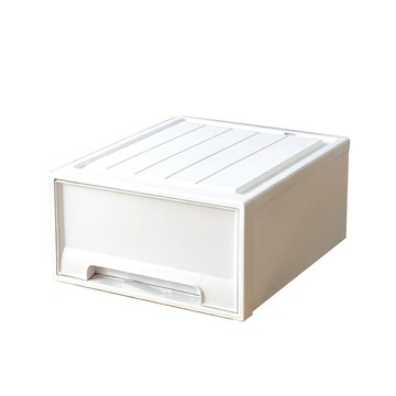 【Mr.box】35面寬 免組裝 單層 日式純白抽屜收納箱 2入 透明&純白 兩色可選 29L-矮款35矮(29L)白白