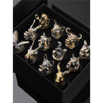 禮盒裝十二生肖酒杯水晶玻璃手工白酒杯分酒器送禮家用25毫升款