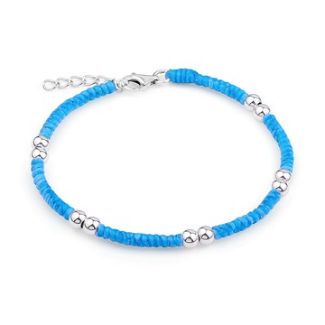 幸運99・純銀・蠶絲蠟繩手鍊・五路財神