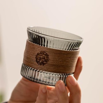 日式錘紋玻璃茶杯家用個人專用主人杯防燙品茗杯喝水杯子功夫茶杯