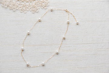 全新半圓形白珍珠項鍊 14kgf