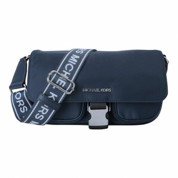 MICHAEL KORS-Khai 前雙口袋織紋背帶尼龍壓釦斜背包(海軍藍)