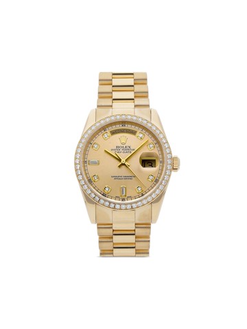 Rolex - 2003 pre-owned Day-Date 36mm - unisex - Diamond/18kt Yellow Gold - One Size