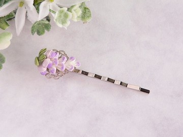 紫藤花髮夾 (つまみ細工*訂製商品)