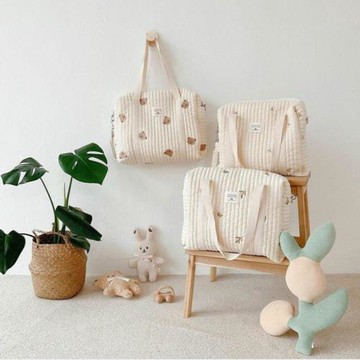 拉鏈刺繡衍棉媽咪包手提包嬰兒手推車掛包尿布包奶瓶整理包母嬰包