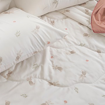 BUHO 布歐 針織涼感床包 3.5尺床包枕套2件組  兔兔蘑菇屋  單人