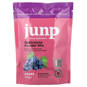 JUNP Hydration, 電解質混合粉，葡萄味，20 條，每條 0.13 盎司（3.6 克）