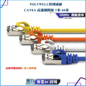 POLYWELL/寶利威爾/CAT6A/高速網路線/7米~40米/10Gbps/網路線/RJ45/福祿克認證/網路線